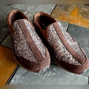 Easy Spirit Women's Traveltime625 Glitter Sneaker Mule Slip On Size 9